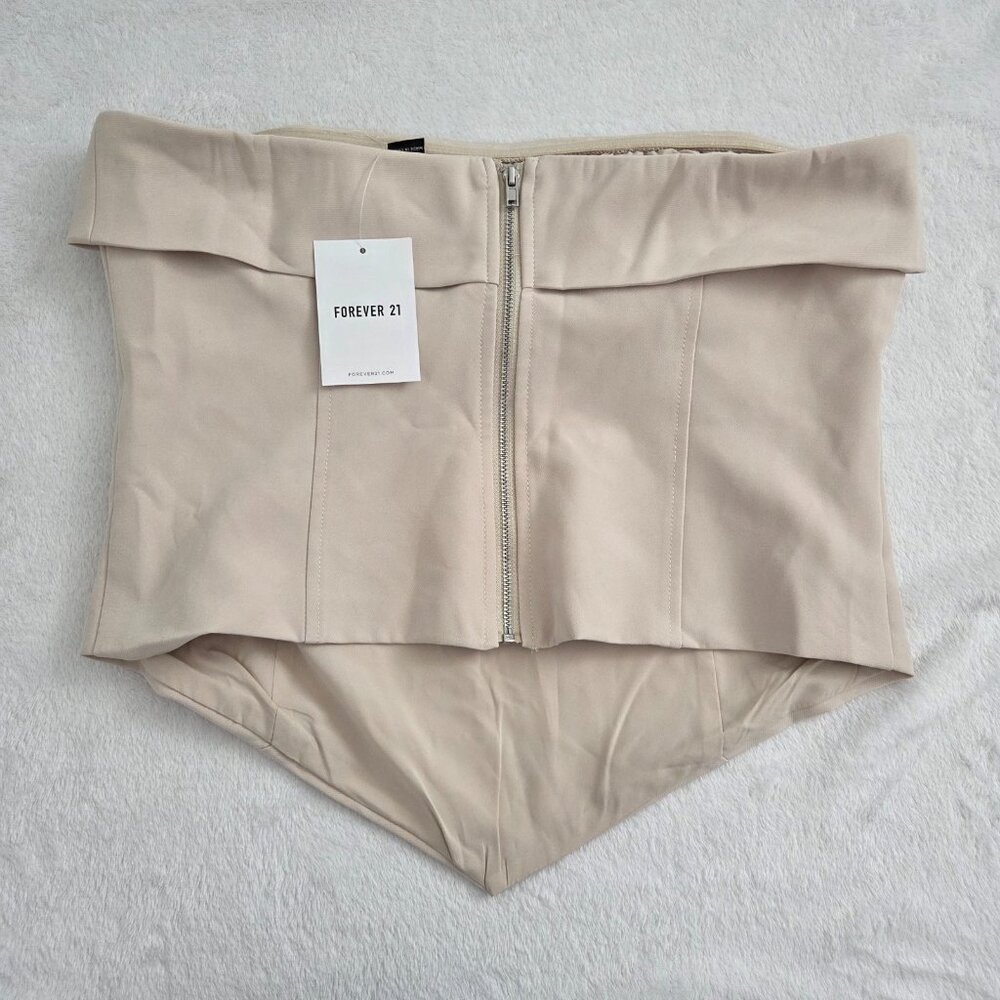 Forever 21 V‎ Hem Strapless Tube Top Large NWT Beige Champagne Y2K Old Money - Picture 9 of 13